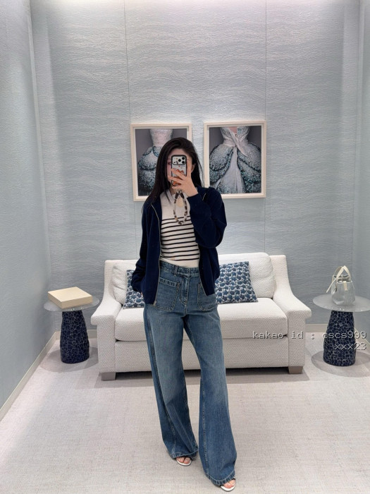 디올 네이비 블루 로고 자수 울 후드 집업 가디건 레플리카 미러급 SA급 S급 고퀄리티 하이엔드 최상급 의류 [여성복] [셀럽] 4