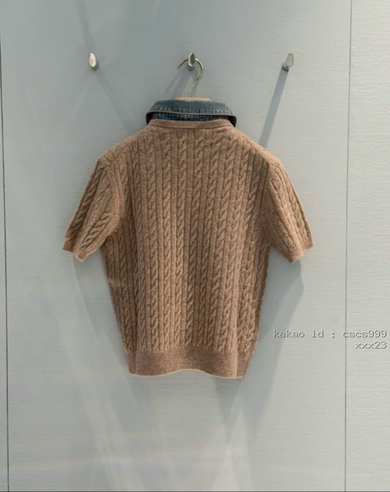 미우미우 데님 칼라 케이블 니트 반팔 티셔츠 레플리카 미러급 SA급 S급 고퀄리티 하이엔드 최상급 의류 [여성복] [셀럽] 9