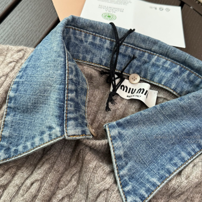 미우미우 데님 칼라 케이블 니트 반팔 티셔츠 레플리카 미러급 SA급 S급 고퀄리티 하이엔드 최상급 의류 [여성복] [셀럽] 14