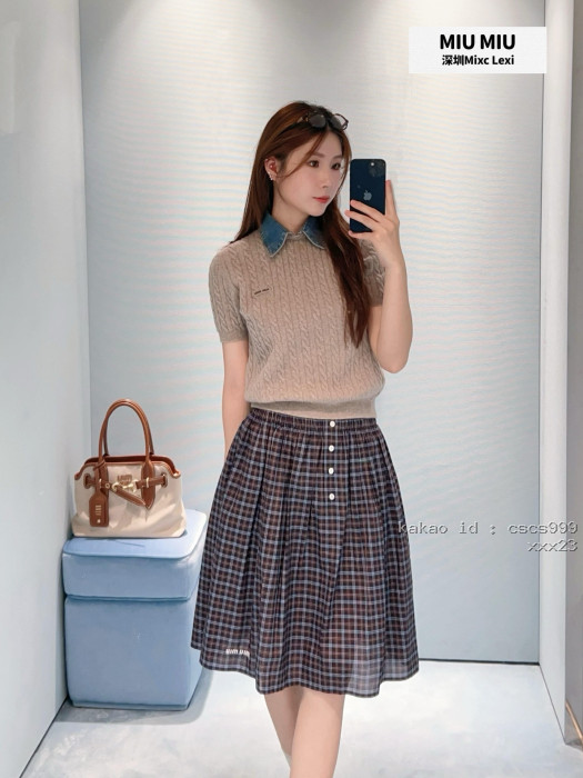 미우미우 데님 칼라 케이블 니트 반팔 티셔츠 레플리카 미러급 SA급 S급 고퀄리티 하이엔드 최상급 의류 [여성복] [셀럽] 6