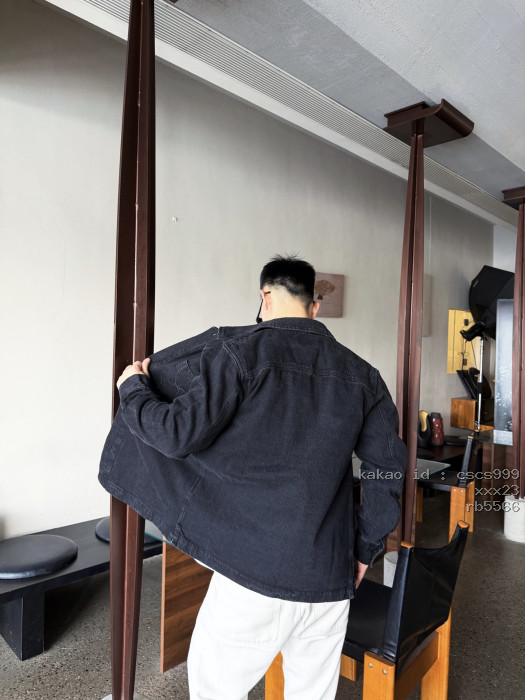 생로랑 로고 자수 데님 재킷 의류 [남성여성공용] [셀럽] 12