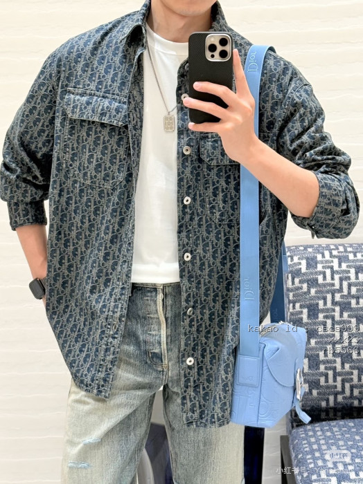 디올 올오버 프린트 데님 셔츠 재킷 의류 [남성여성공용] [셀럽] 11