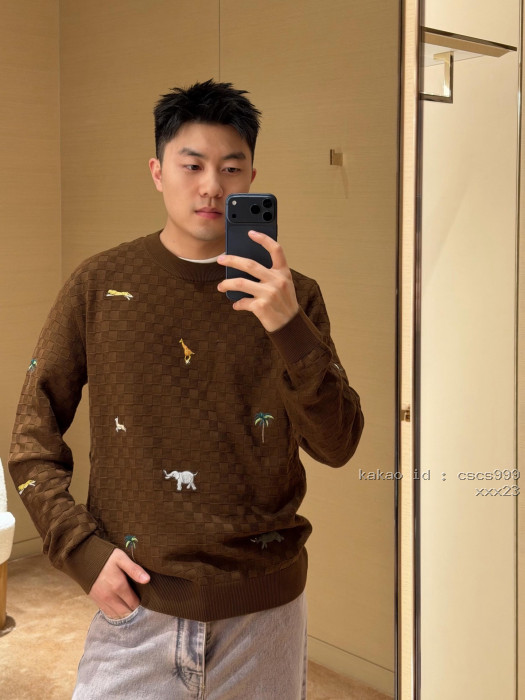 루이비통 애니멀 자수 로고 니트 스웨터 의류 [남성여성공용] [셀럽] 12