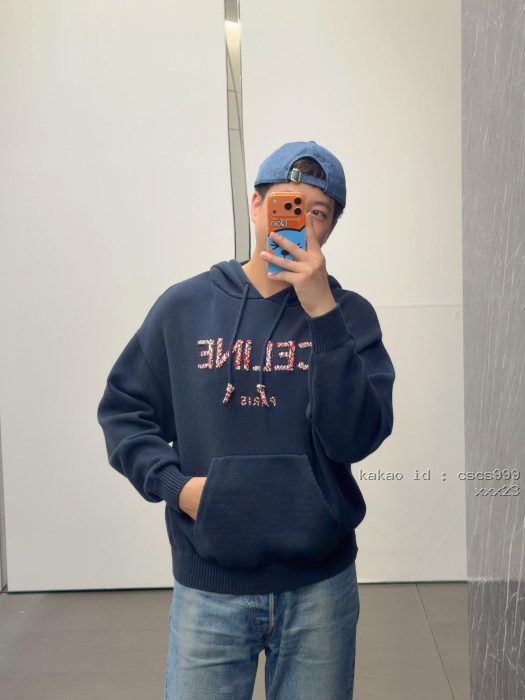 셀린느 자수 로고 니트 후드티 의류 [남성여성공용] [셀럽] 10