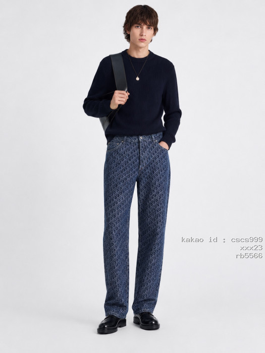 디올 올오버 프린트 진 바지 의류 [남성여성공용] [셀럽] 10